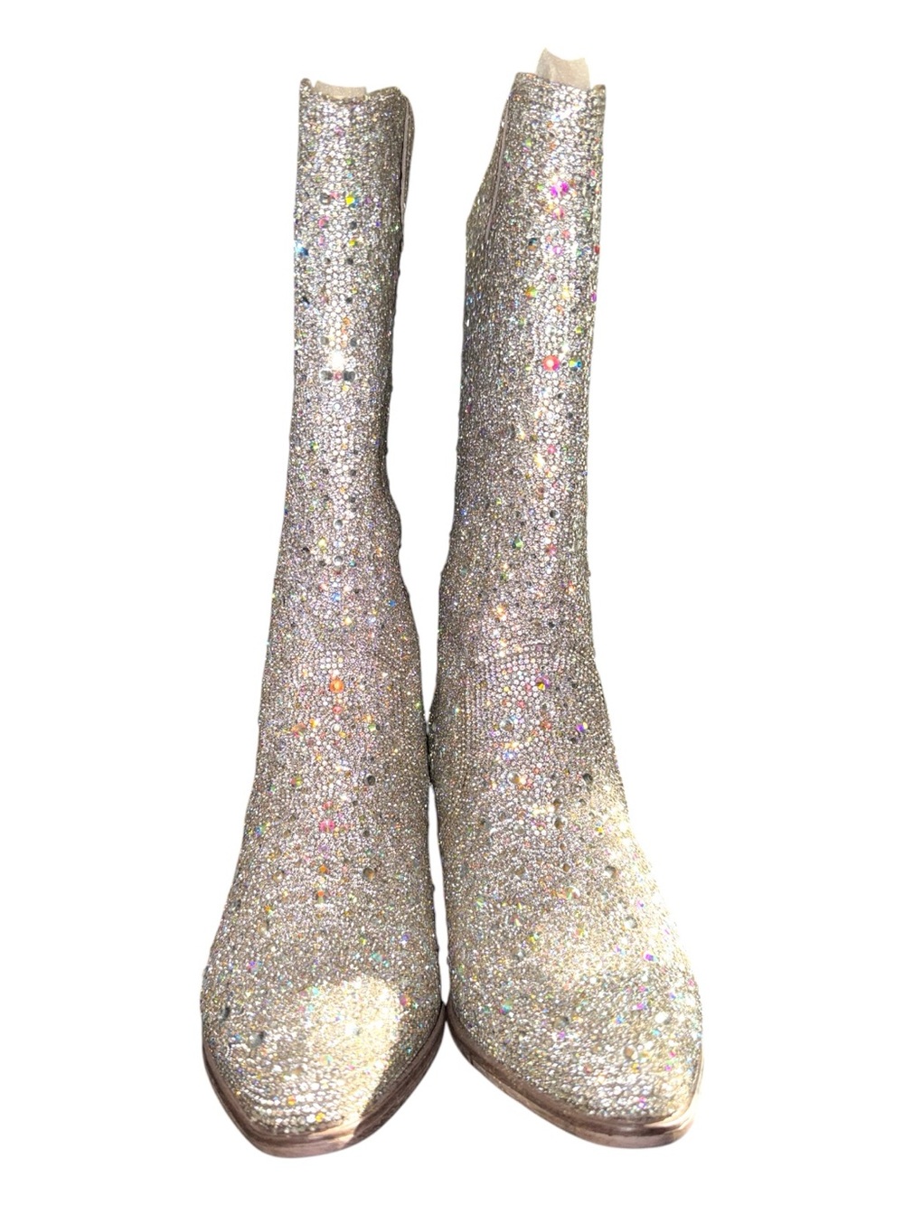 Pierre Dumas Wilder Rhinestone Western Boots Silver Size 10 NIB